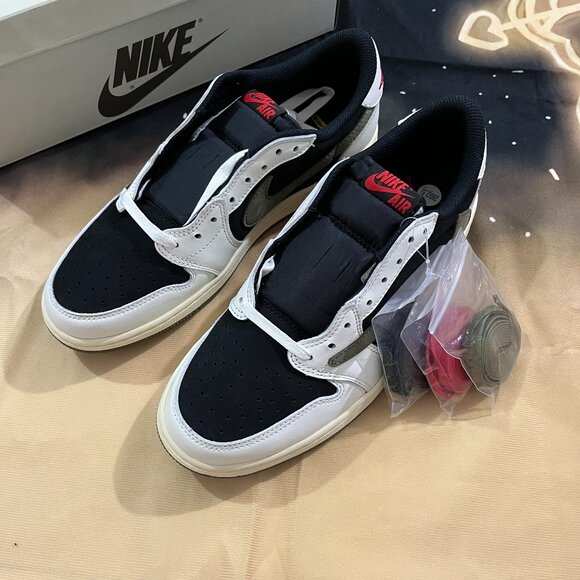 Travis Scott X Air Jordan 1 Og Sp Low Black Olive - Picture 1 of 7